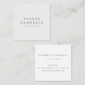 Elegant licht grijs en wit stijlvol minimalistisch vierkante visitekaartje (Voorkant / Achterkant)