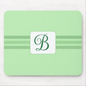 Elegant licht groen gestreept Fancy Initiaal Muismat (Voorkant)