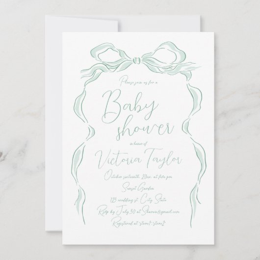 Elegant licht groen hand getrokken boog Baby showe Kaart (Voorkant)