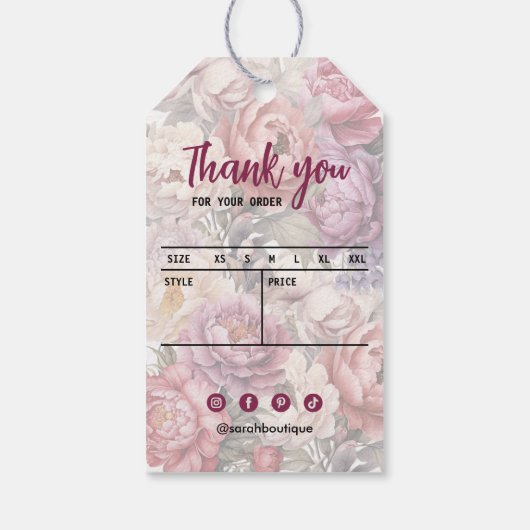 Elegant licht kastanjebruin en beige bloemen zakel cadeaulabel (Achterkant)