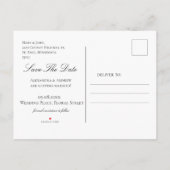 Elegant licht koraal roze Floral slaat de datum op Aankondigingskaart (Achterkant)