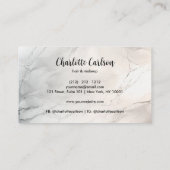 Elegant licht marmeren monogram script Visitekaart Visitekaartje (Achterkant)