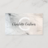 Elegant licht marmeren monogram script Visitekaart Visitekaartje (Voorkant)