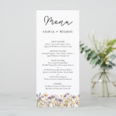 Elegant licht Paarse bloemen bruiloft menu (Staand voorkant)