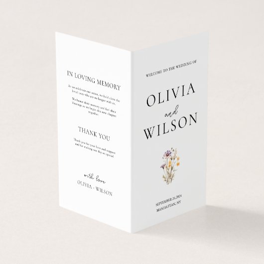 Elegant licht Paarse bloemen huwelijksprogramma Kaart (Buitenkant)