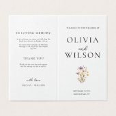 Elegant licht Paarse bloemen huwelijksprogramma Kaart (Buitenkant ongevouwen)