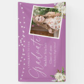 Elegant licht Paarse foto Floral Afstuderen Spandoek (Verticaal)