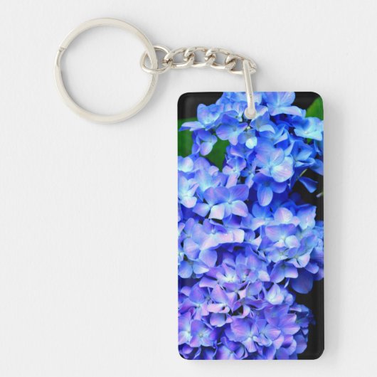 Elegant licht paarse magenta bloemenhortensia sleutelhanger (Voorkant)