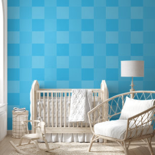 Elegant licht pastel hemelsblauw geruite vierkante behang