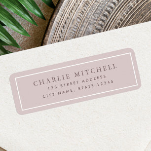 Elegant licht roze taupe retouradres etiket