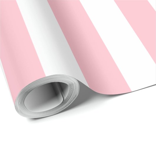 Elegant licht roze-wit gestreept patroon cadeaupapier (Rol Hoek)