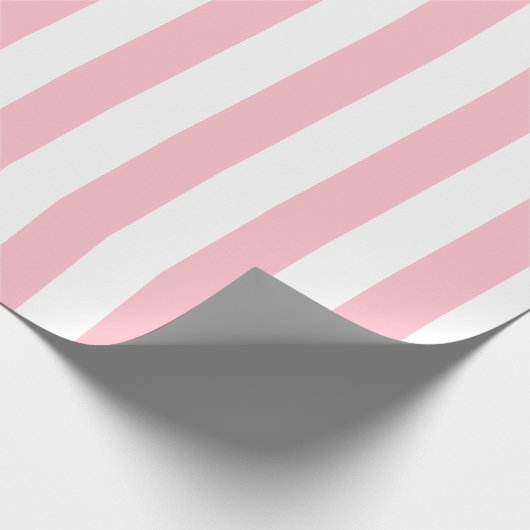 Elegant licht roze-wit gestreept patroon cadeaupapier (Hoek)