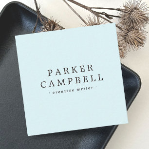 Elegant lichtaqua blauw, stijlvol minimalistisch vierkante visitekaartje