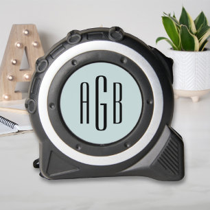 Elegant lichtblauw 3-letter monogram rolmaat