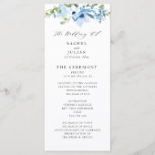 Elegant lichtblauw bloemenbruiloft programma (Voorkant)