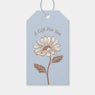 Elegant Lichtblauw Daisy Gift Label Cadeaulabel
