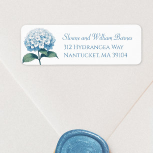 Elegant Lichtblauw Hydrangea Bloem Retouradres Etiket