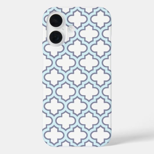 Elegant lichtblauw Marokkaans vierlobbig patroon Case-Mate iPhone Case (Achterkant)