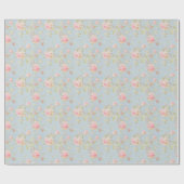 elegant, lichtblauw, roze, rozen patroon cadeaupapier (Vlak)