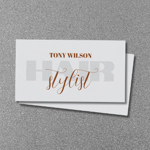 Elegant lichtgrijs bruin vet kapsalon visitekaartje