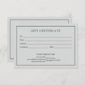 Elegant lichtgrijs zakelijk cadeaubon Logo (Voorkant / Achterkant)