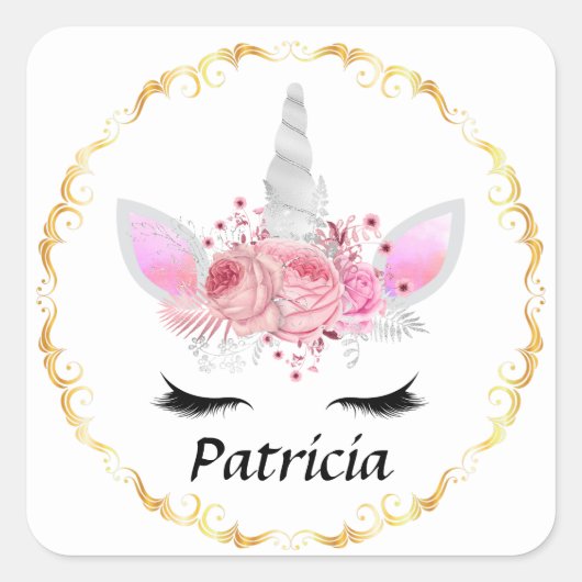 Élégant licorne ajouter nom autocollant (Devant)
