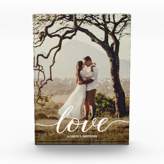 Elegant Liefde Script Bruiloft Foto Passen getrouw (Voorkant)