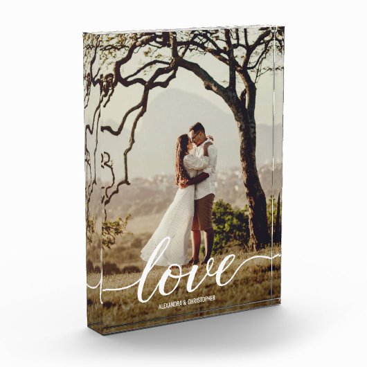 Elegant Liefde Script Bruiloft Foto Passen getrouw (Links)