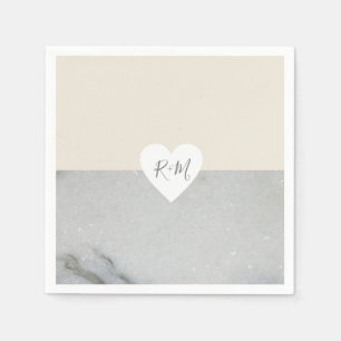 Elegant liefdeshart met bruid & bruidegom initiale servet