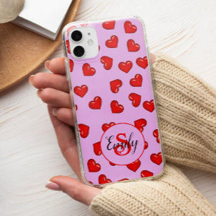 Elegant liefhebbers Rood hartpatroon op zacht paar iPhone 16 Pro Max Hoesje