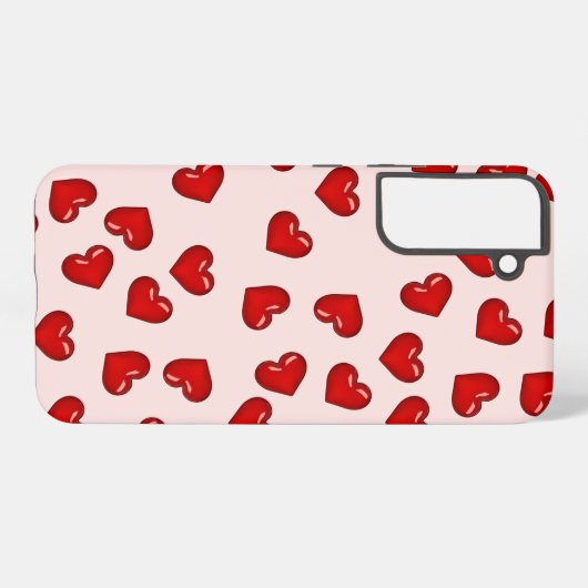 Elegant liefhebbers Rood hartpatroon op Zacht roze Samsung Galaxy Hoesje (Achterkant horizontaal)