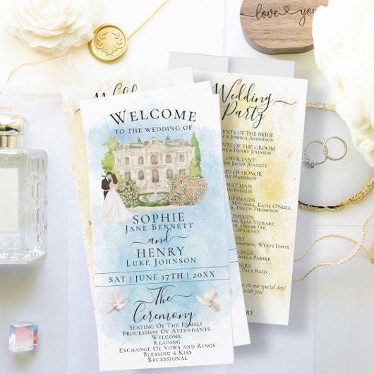 Elégant Lieu Marié Groom Luxe Mariage Programme