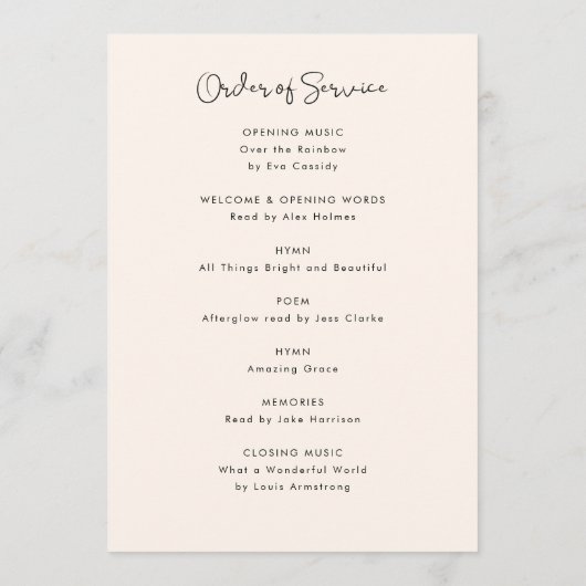 Elegant Life Celebration Order of Service Funeral Programma (Achterkant)
