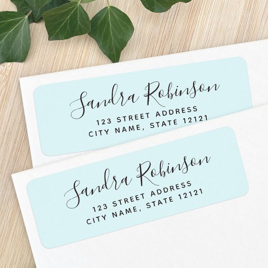 Elegant light aqua blue return address labels