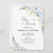 Elegant Light Blue Baby Shower Invitation (Devant)