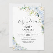 Elegant Light Blue Baby Shower Invitation (Devant)