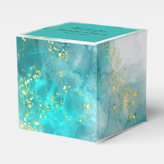 Elegant Light Blue en Gold Weddenbox Bedankdoosjes (Voorkant Zijde)