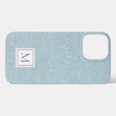 Elegant Light Blue Floral Botanical Monogram iPhone Hoesje (Achterkant horizontaal)