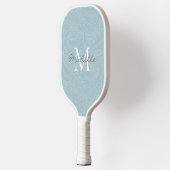 Elegant Light Blue Floral Botanical Monogram Pickleball Paddle (Links)