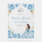 Elegant Light Blue Floral Quinceañera Welcome (Recto)