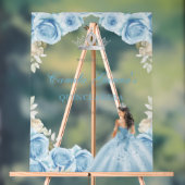 Elegant Light Blue Floral Quinceañera Welcome (Neutre)