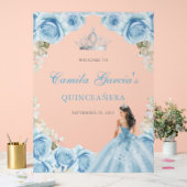 Elegant Light Blue Floral Quinceañera Welcome (Mariage)
