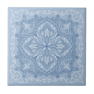 Elegant Light Blue Flowers Decorative Tegeltje