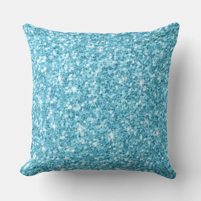 Elegant Light Blue Glitter & Sparkles Kussen (Voorkant)