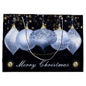 Elegant Light Blue & Gold Baubles Merry Kerstmis Groot Cadeauzakje (Achterkant)