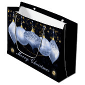 Elegant Light Blue & Gold Baubles Merry Kerstmis Groot Cadeauzakje (Voorkant Gekanteld)
