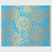 Elegant Light Blue Gold Mandala Pattern Cadeaupapier (Vlak)