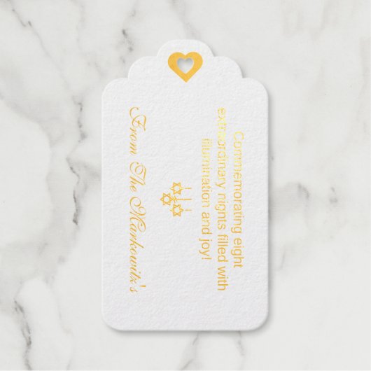 Elegant Light Blue Hanukkah Gold  Cadeaulabels (Voorkant)