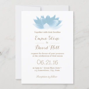 Elegant Light Blue Lotus Flower Wedding Kaart