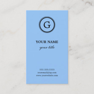 Elegant Light Blue Monogram Visitekaartjes